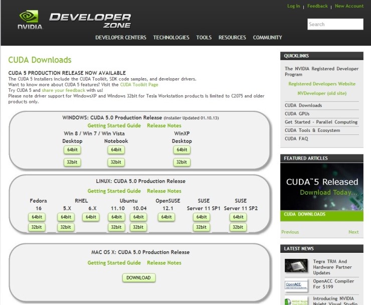 CUDA Developer zone